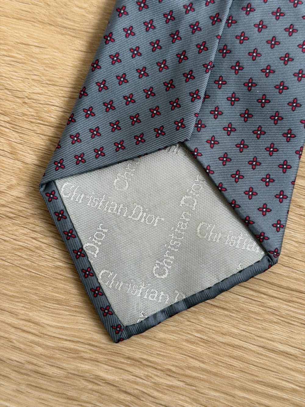 Dior Grey Silk Tie - Picture 3 of 4